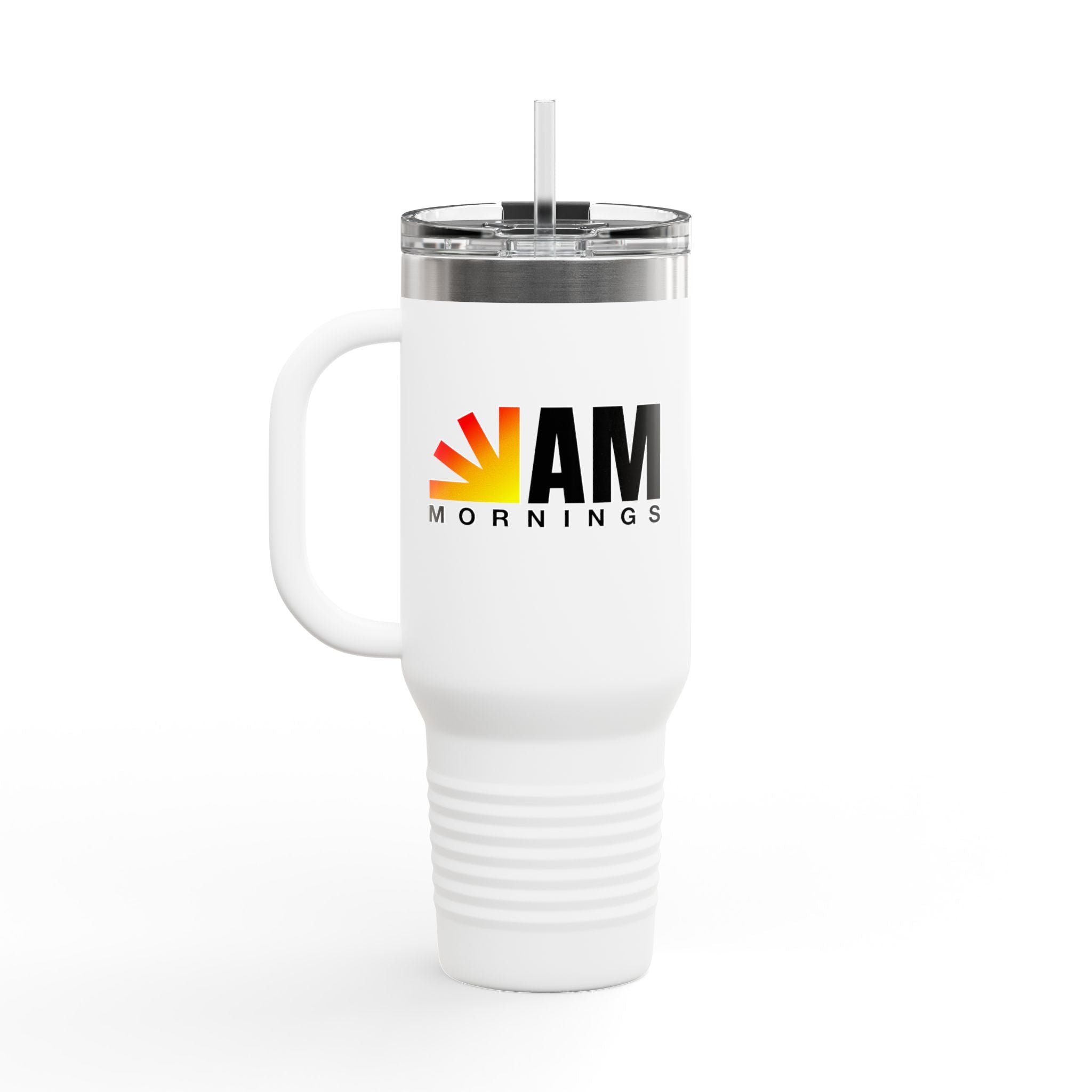40oz Insulated Travel Mug — "AM Mornings" Sunrise Logo Tumbler